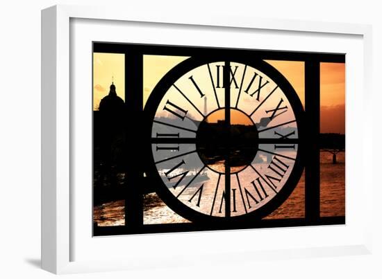 Giant Clock Window - View of the River Seine with Eiffel Tower at Sunset - Paris-Philippe Hugonnard-Framed Photographic Print