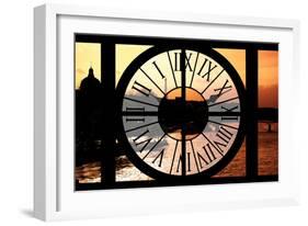 Giant Clock Window - View of the River Seine with Eiffel Tower at Sunset - Paris-Philippe Hugonnard-Framed Photographic Print