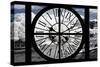 Giant Clock Window - View of the River Seine with White Trees - Paris-Philippe Hugonnard-Stretched Canvas