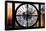 Giant Clock Window - View of the Skyscrapers of Times Square at Sunset-Philippe Hugonnard-Framed Stretched Canvas