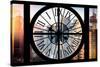 Giant Clock Window - View of the Skyscrapers of Times Square at Sunset-Philippe Hugonnard-Stretched Canvas