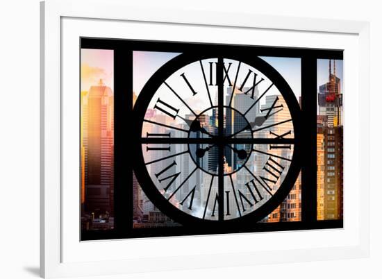 Giant Clock Window - View of the Skyscrapers of Times Square at Sunset-Philippe Hugonnard-Framed Photographic Print