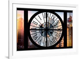 Giant Clock Window - View of the Skyscrapers of Times Square at Sunset-Philippe Hugonnard-Framed Photographic Print