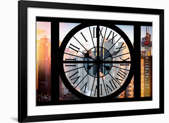 Giant Clock Window - View of the Skyscrapers of Times Square at Sunset-Philippe Hugonnard-Framed Photographic Print