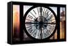 Giant Clock Window - View of the Skyscrapers of Times Square at Sunset-Philippe Hugonnard-Framed Stretched Canvas