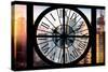 Giant Clock Window - View of the Skyscrapers of Times Square at Sunset-Philippe Hugonnard-Stretched Canvas