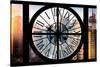 Giant Clock Window - View of the Skyscrapers of Times Square at Sunset-Philippe Hugonnard-Stretched Canvas