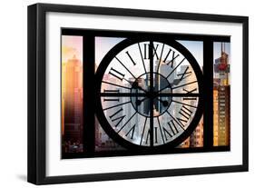 Giant Clock Window - View of the Skyscrapers of Times Square at Sunset-Philippe Hugonnard-Framed Photographic Print
