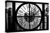 Giant Clock Window - View of the Skyscrapers of Times Square II-Philippe Hugonnard-Stretched Canvas