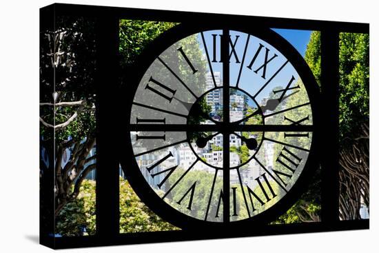 Giant Clock Window - View of the Streets of San Francisco-Philippe Hugonnard-Stretched Canvas
