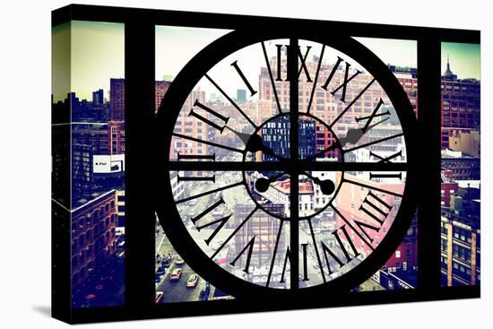 Giant Clock Window - View on Chelsea Market - Meatpacking District V-Philippe Hugonnard-Stretched Canvas