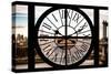 Giant Clock Window - View on East River and Manhattan Bridge III-Philippe Hugonnard-Stretched Canvas