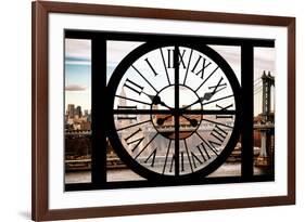 Giant Clock Window - View on East River and Manhattan Bridge III-Philippe Hugonnard-Framed Photographic Print