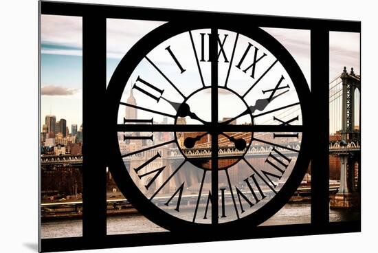 Giant Clock Window - View on East River and Manhattan Bridge III-Philippe Hugonnard-Mounted Photographic Print