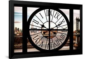 Giant Clock Window - View on East River and Manhattan Bridge III-Philippe Hugonnard-Framed Photographic Print