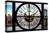 Giant Clock Window - View on East River and Manhattan Bridge-Philippe Hugonnard-Stretched Canvas