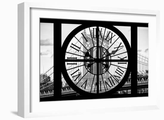 Giant Clock Window - View on Manhattan Bridge and the Empire State Building II-Philippe Hugonnard-Framed Photographic Print