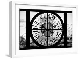 Giant Clock Window - View on Manhattan Bridge and the Empire State Building II-Philippe Hugonnard-Framed Photographic Print