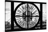 Giant Clock Window - View on Manhattan Bridge and the Empire State Building II-Philippe Hugonnard-Stretched Canvas