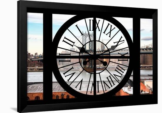 Giant Clock Window - View on Manhattan Bridge and the Empire State Building III-Philippe Hugonnard-Framed Photographic Print