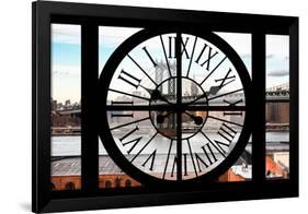 Giant Clock Window - View on Manhattan Bridge and the Empire State Building III-Philippe Hugonnard-Framed Photographic Print