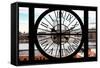 Giant Clock Window - View on Manhattan Bridge and the Empire State Building III-Philippe Hugonnard-Framed Stretched Canvas