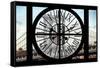 Giant Clock Window - View on Manhattan Bridge and the Empire State Building-Philippe Hugonnard-Framed Stretched Canvas