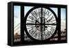 Giant Clock Window - View on Manhattan Bridge and the Empire State Building-Philippe Hugonnard-Framed Stretched Canvas