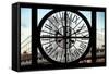 Giant Clock Window - View on Manhattan Bridge and the Empire State Building-Philippe Hugonnard-Framed Stretched Canvas