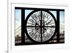 Giant Clock Window - View on Manhattan Bridge and the Empire State Building-Philippe Hugonnard-Framed Photographic Print