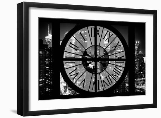 Giant Clock Window - View on Manhattan by Night II-Philippe Hugonnard-Framed Photographic Print