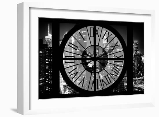 Giant Clock Window - View on Manhattan by Night II-Philippe Hugonnard-Framed Photographic Print