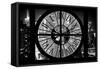 Giant Clock Window - View on Manhattan by Night II-Philippe Hugonnard-Framed Stretched Canvas