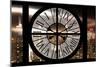 Giant Clock Window - View on Manhattan by Night IV-Philippe Hugonnard-Mounted Photographic Print