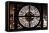 Giant Clock Window - View on Manhattan by Night V-Philippe Hugonnard-Framed Stretched Canvas