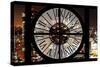 Giant Clock Window - View on Manhattan by Night V-Philippe Hugonnard-Stretched Canvas