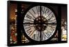 Giant Clock Window - View on Manhattan by Night V-Philippe Hugonnard-Framed Stretched Canvas