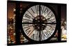 Giant Clock Window - View on Manhattan by Night V-Philippe Hugonnard-Stretched Canvas