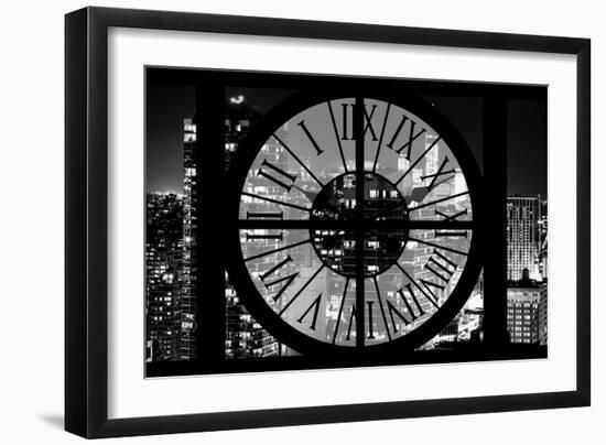 Giant Clock Window - View on Manhattan by Night VI-Philippe Hugonnard-Framed Photographic Print