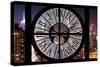 Giant Clock Window - View on Manhattan by Night-Philippe Hugonnard-Stretched Canvas