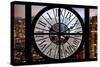 Giant Clock Window - View on Manhattan with Foggy Night-Philippe Hugonnard-Stretched Canvas