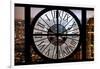 Giant Clock Window - View on Manhattan with Foggy Night-Philippe Hugonnard-Framed Photographic Print