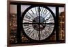 Giant Clock Window - View on Manhattan with Foggy Night-Philippe Hugonnard-Framed Photographic Print