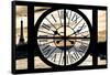 Giant Clock Window - View on Paris at Sunset-Philippe Hugonnard-Framed Stretched Canvas