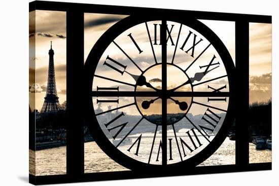 Giant Clock Window - View on Paris at Sunset-Philippe Hugonnard-Stretched Canvas