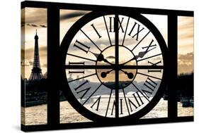 Giant Clock Window - View on Paris at Sunset-Philippe Hugonnard-Stretched Canvas