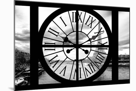 Giant Clock Window - View on Paris with the Eiffel Tower II-Philippe Hugonnard-Mounted Photographic Print