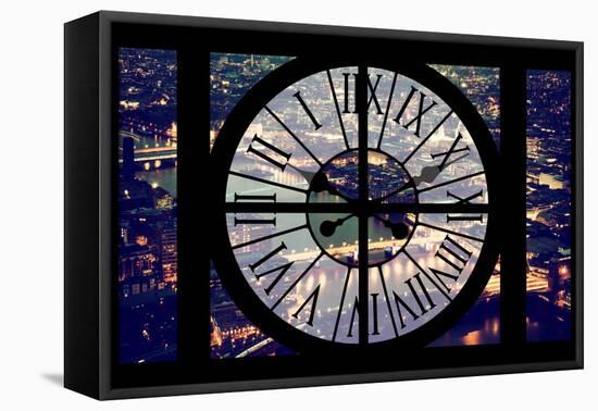 Giant Clock Window - View on the City of London by Night IX-Philippe Hugonnard-Framed Stretched Canvas