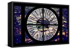 Giant Clock Window - View on the City of London by Night IX-Philippe Hugonnard-Framed Stretched Canvas