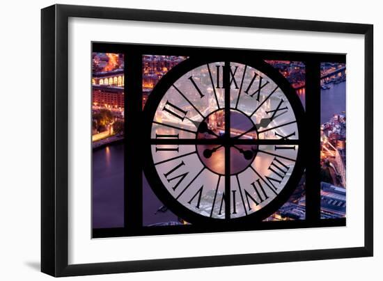 Giant Clock Window - View on the City of London with the Tower Bridge by Night III-Philippe Hugonnard-Framed Photographic Print